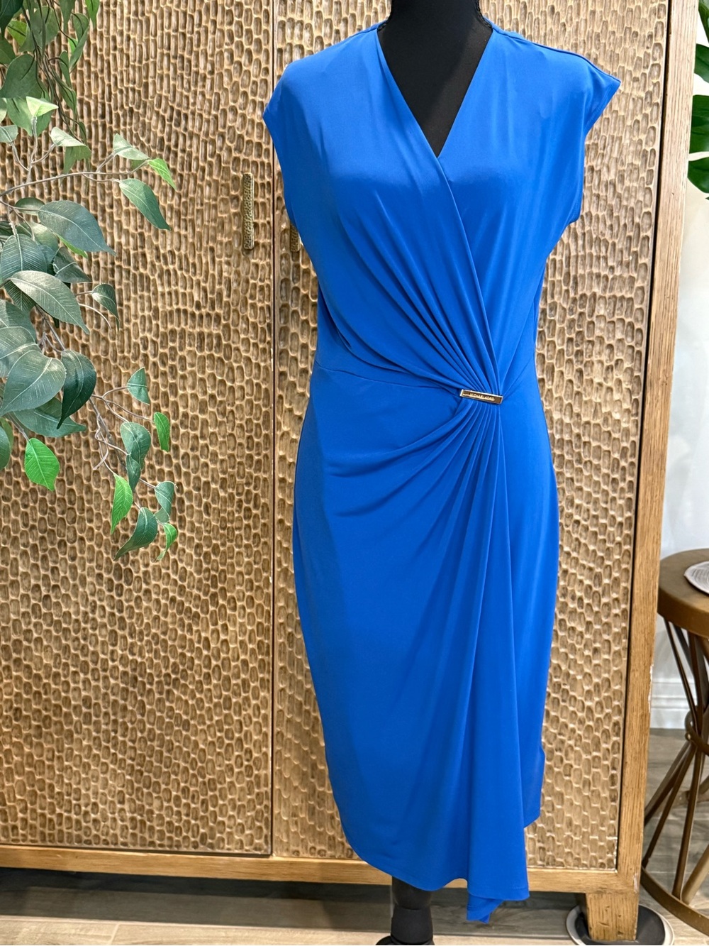 Michael Kors Dress Midi Royal Blue Draped Women Med WORN ONCE - Picture 2 of 9